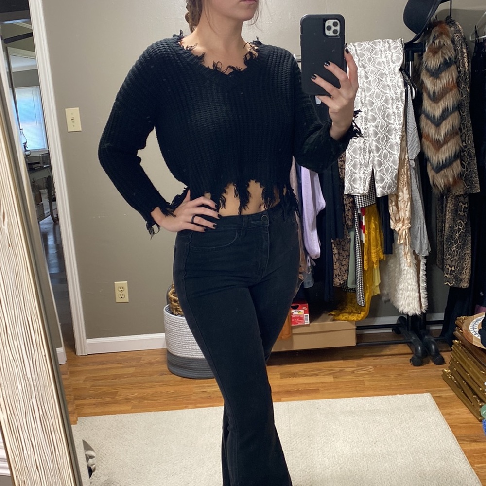 Black Ripped Sweater